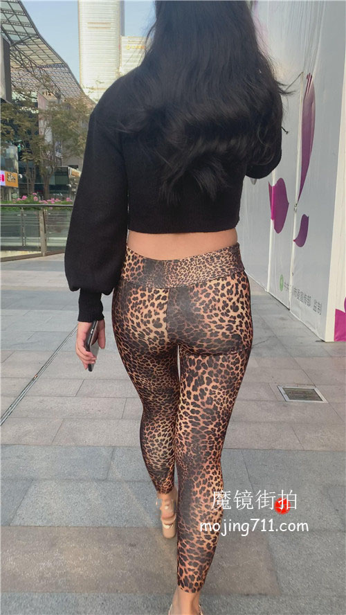 魔镜街拍 模拍漂亮的豹纹紧身裤美女[7.25G/MP4]预览图片